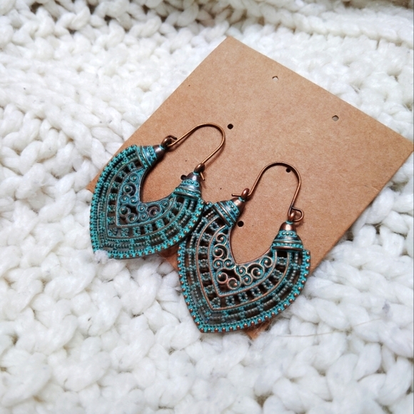 2 for 25$Bohemian Turquoise and Copper Earrings - Picture 1 of 4
